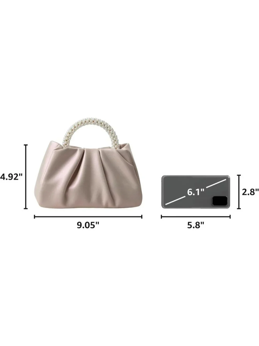 👜Women's Pink Leather Wedding Party Pearl Elegant Clutch Purse Magnetic Snap